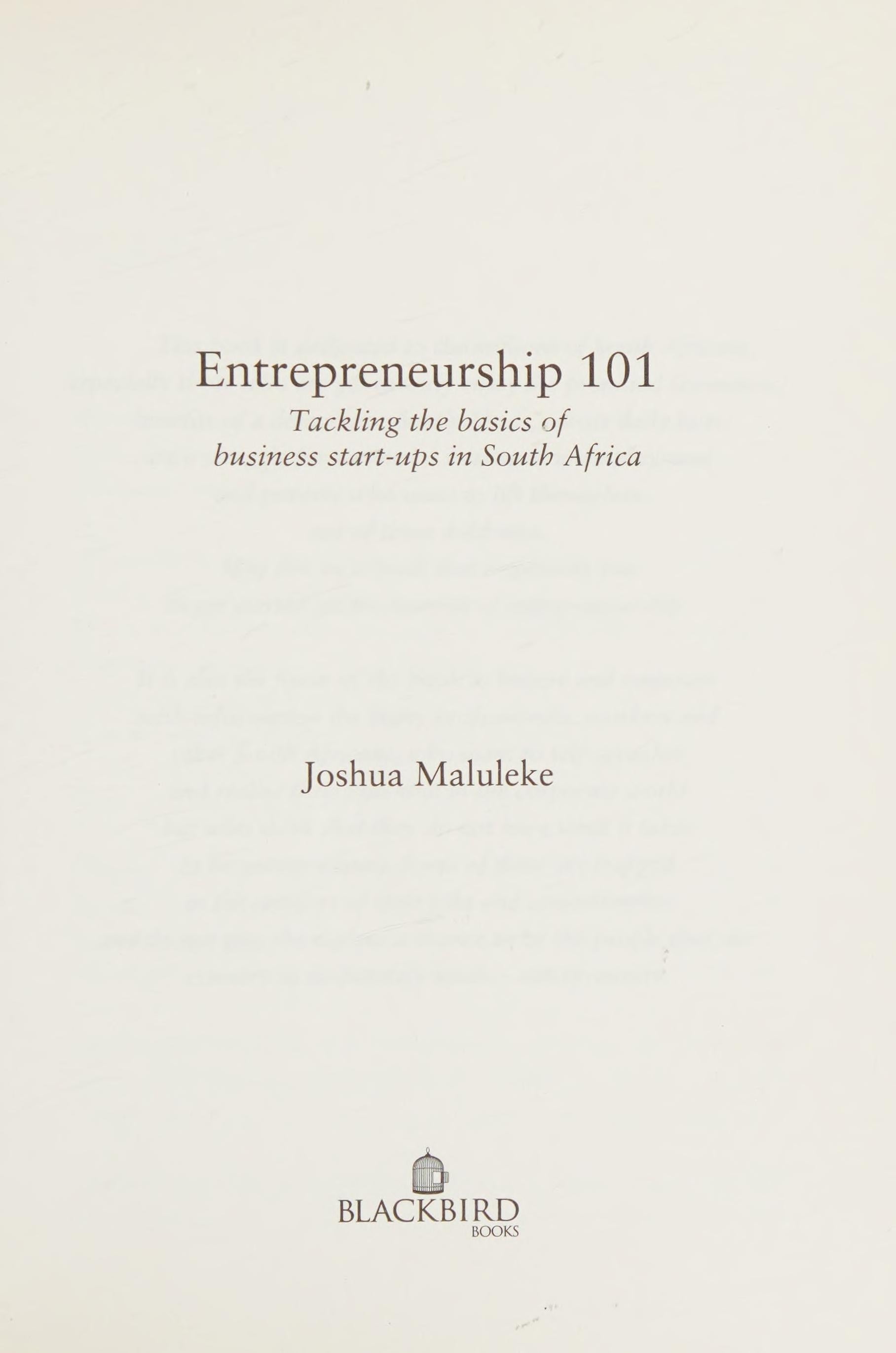 Entrepreneurship 101 Tackling the Basics of Businesss Start-ups in South Africa