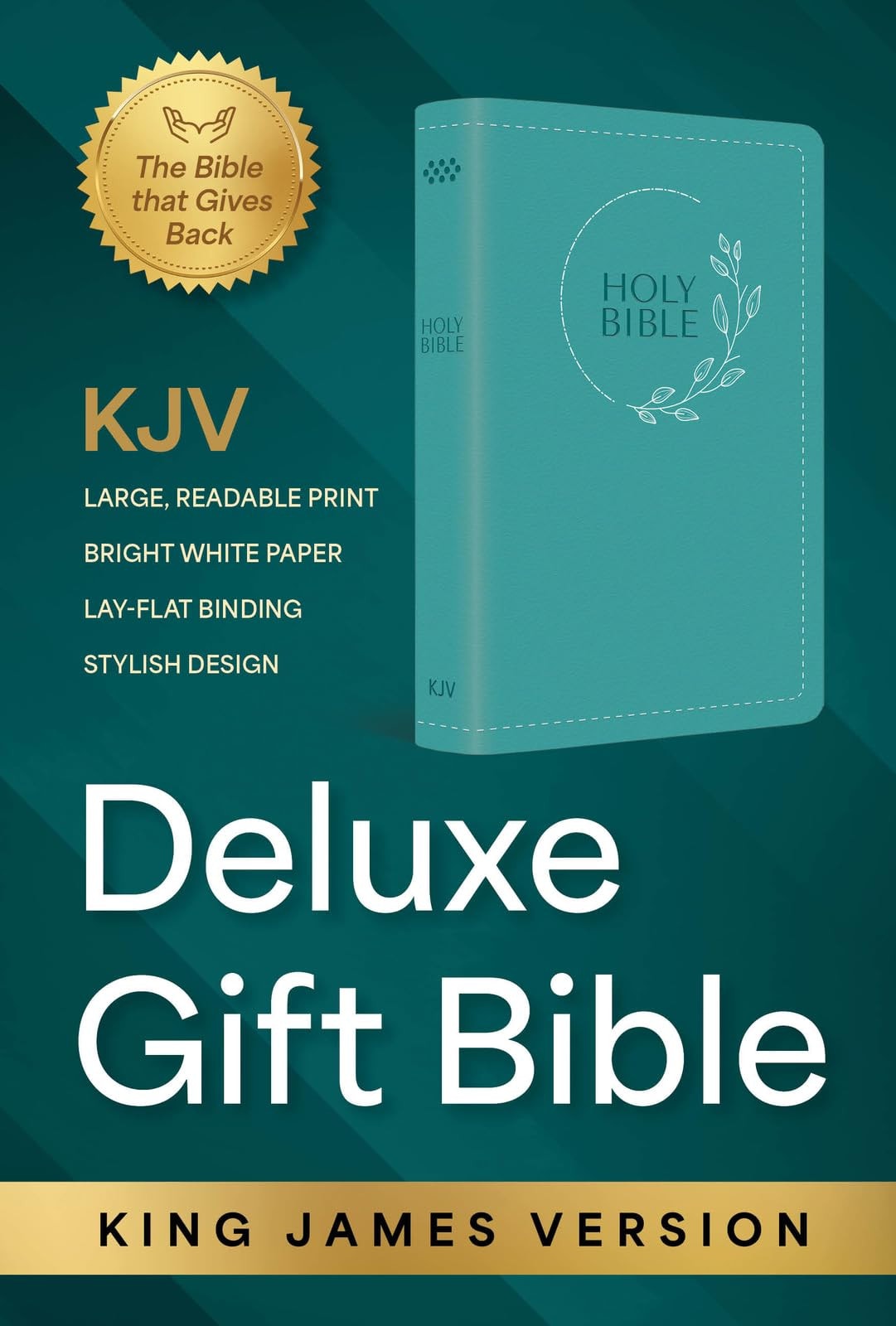 KJV Holy Bible: Deluxe Gift Bible - Turquoise Circle Leaf King James Version Bible