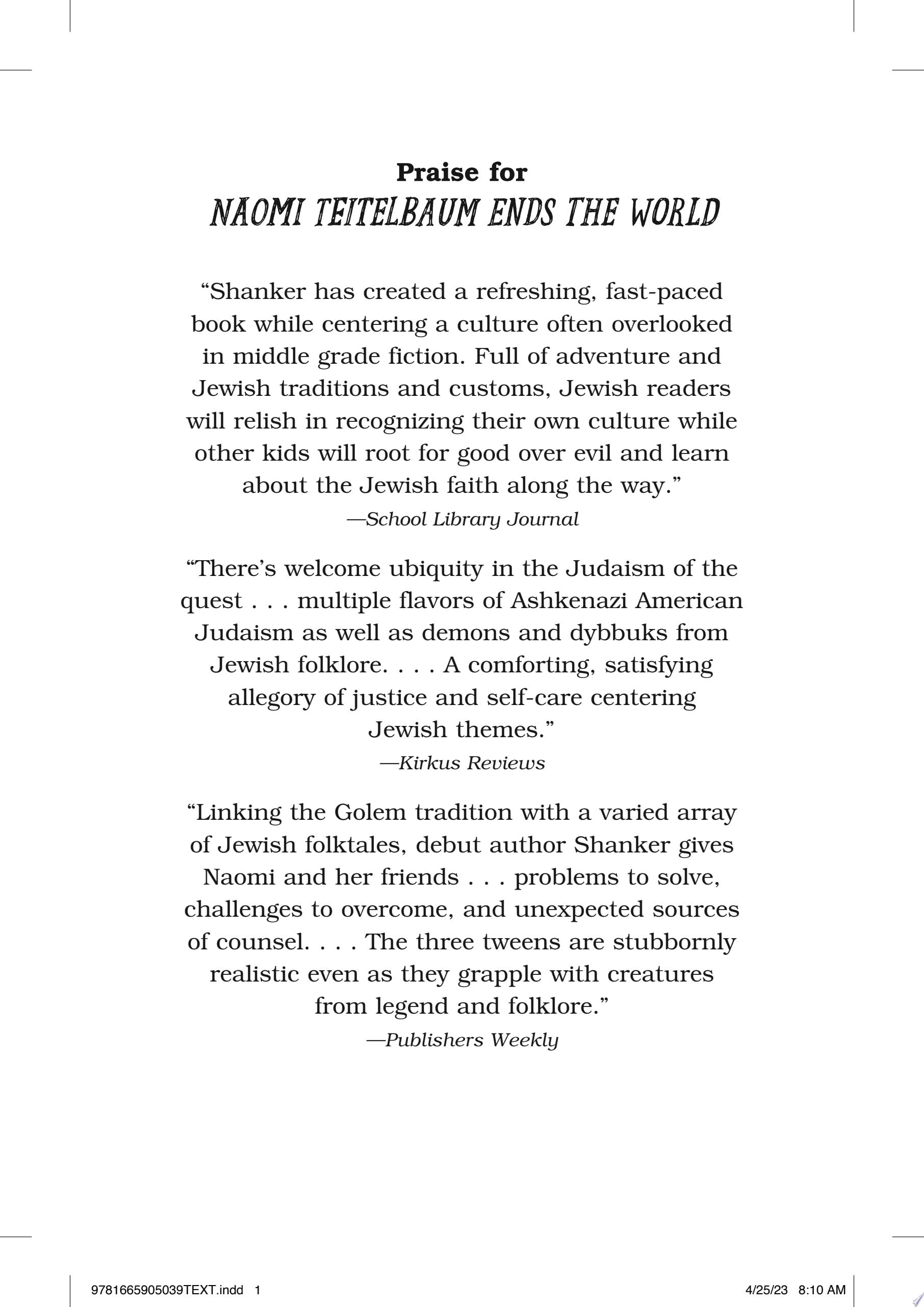 Naomi Teitelbaum Ends the World
