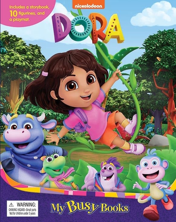 Nickelodeon Dora My Busy Books - Storybook, 10 figurines, playmat
