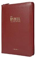 AFRIKAANS 1933/1953 volledige Bybel, mediumgrootte, rooi verwerkte leeromslag, duimindeks, ritssluiter